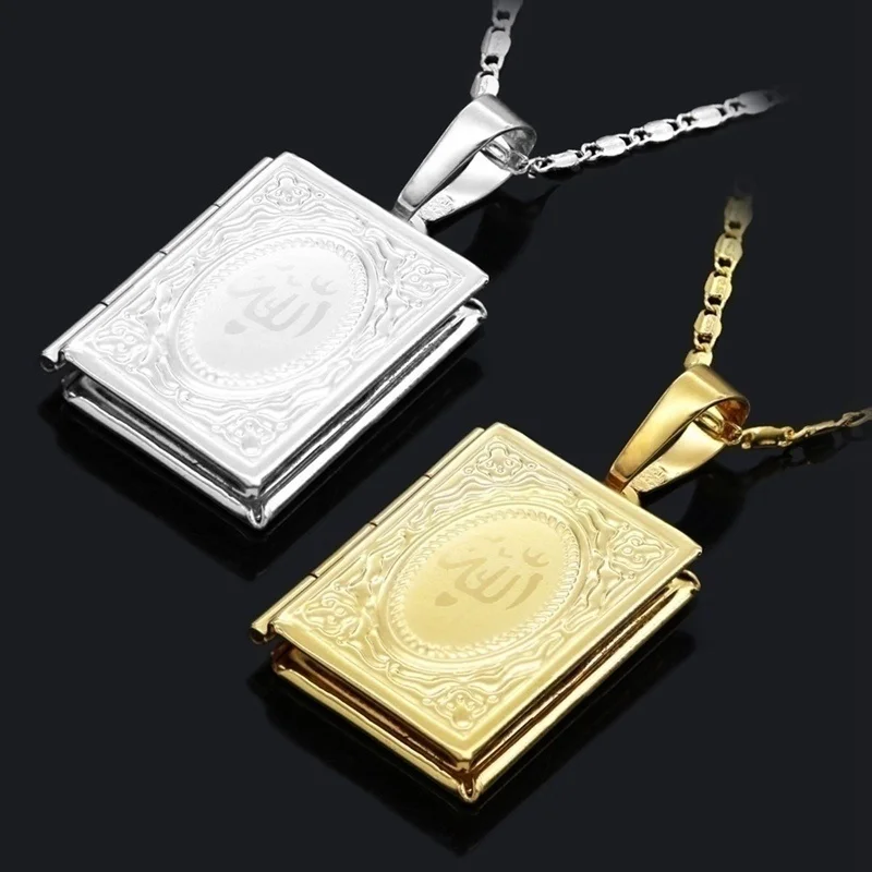 1 Piece of Islamic Allah Quran Photo Frame Men's and Women's Pendant Necklace Can Be Placed Photo Fashion Religious Jewelry Gift