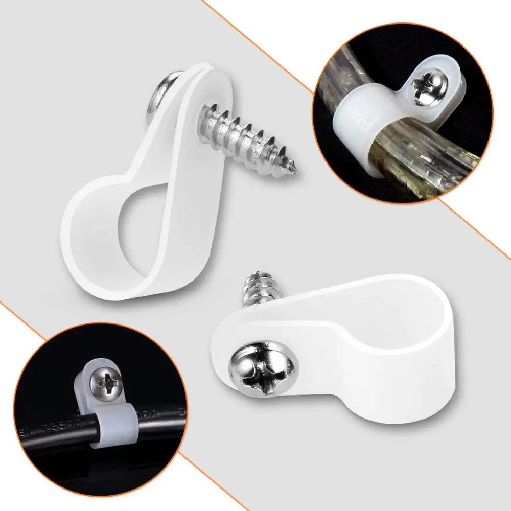 1/2 ,3/8 Inch Rope Light P-Style Mounting Clips with Compatible Stainless Steel Pan Head Phillips Screws,Electrical Connectors