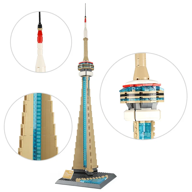 Set di blocchi di architettura della Torre Nazionale di Toronto - Kit modello classico di mattoni della città per bambini Regalo di compleanno per bambini