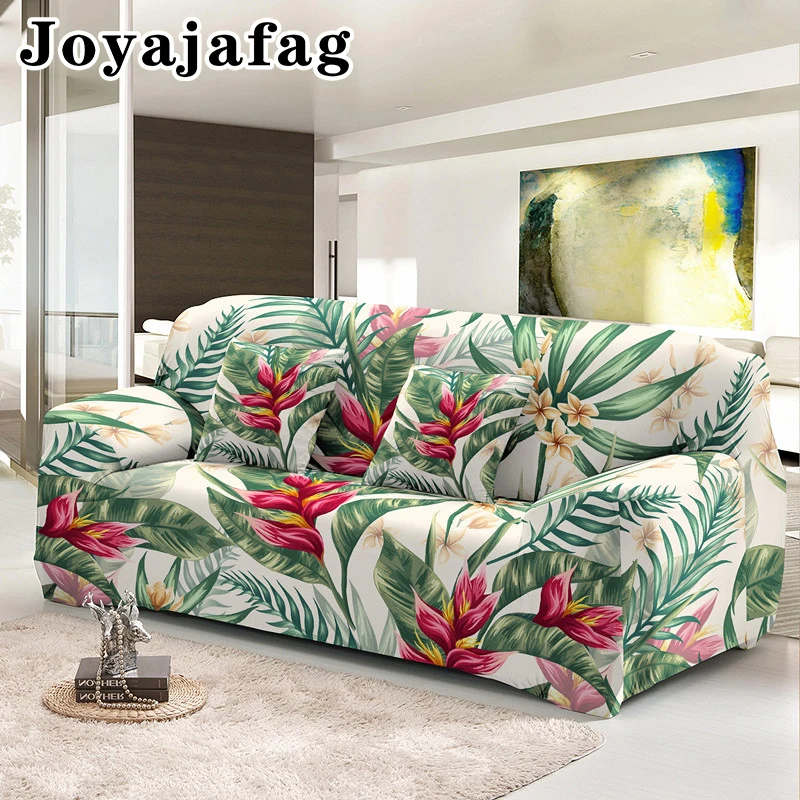 

Tropical Leaves 1/2/3/4 Seater Elastic Sofa Covers Dust Proof Stretch Couch Cover For Living Room All-cover Slipcovers