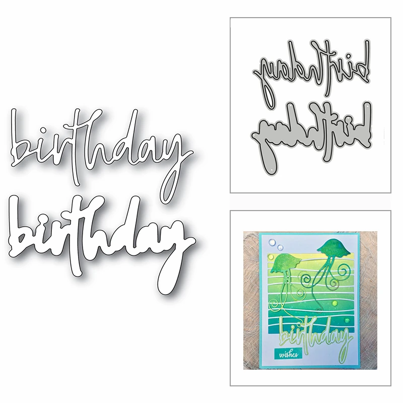 2022 New Arrival Metal Happy Birthday Phrase Word Letter Cutting Dies for Scrapbooking Greeting Card Making Stencils Paper Craft