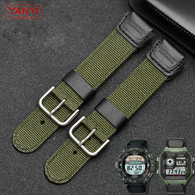 wholesale Canvas Nylon Watch bracelet 18mm watch strap for casio AE-1200WH-1B/SGW-300H/400/SGW-500 8/5000 band nylon watchband