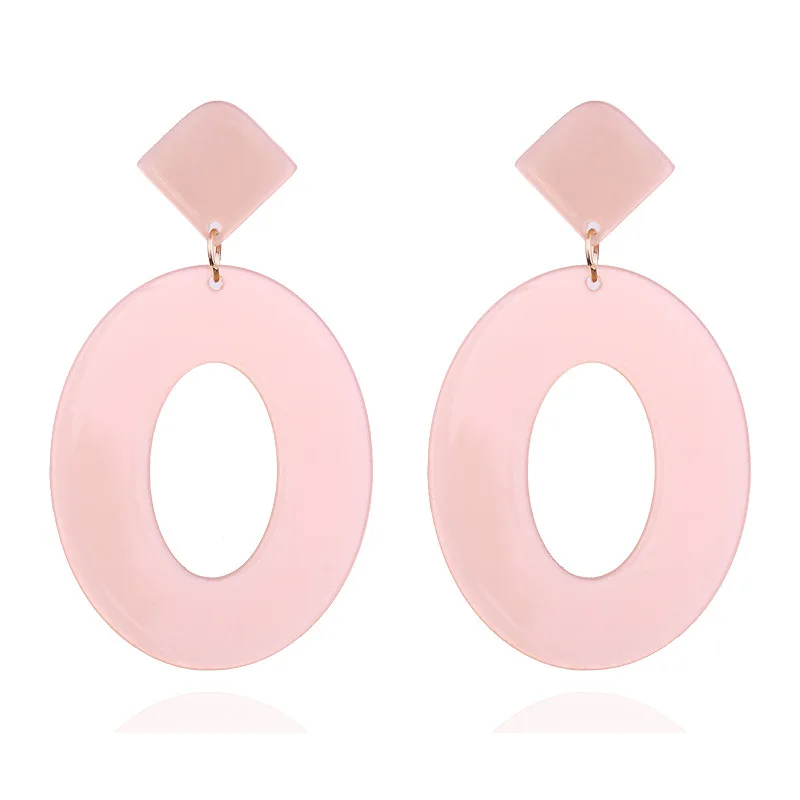 Acrylic Acetate Earrings 2019 Women Clip on Earring Bohemian Big Statement Fashion Circular Luxury Ear Clips Jewelry Accessories view 2
