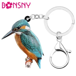 Bonsny Acrylic Sweet kingfisher Keychains Cute Animal Bird Key Chain Key Ring Jewelry For Women Kids Teens Fashion Gift Charms