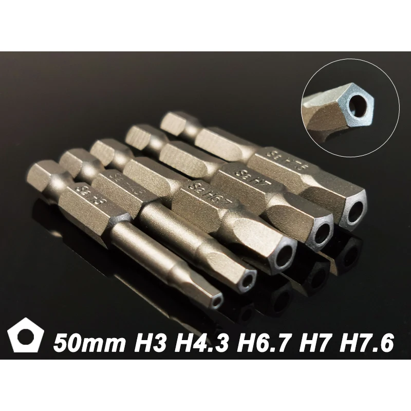 Pentagonal Chave de fenda Brocas Set, magnético, chave de fenda, Hex Shank S2, Power Kit Ferramentas Manuais, 50mm, 1/4 ", 5Pcs