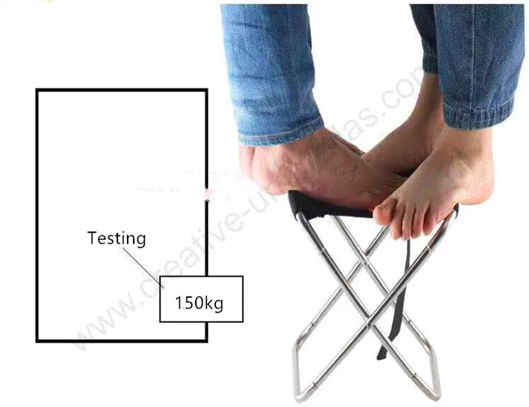 Bearing 150kg waterproof tensile 600D oxford outdoor stainless steel compact folding auto open fishing chair elastic Horse bench