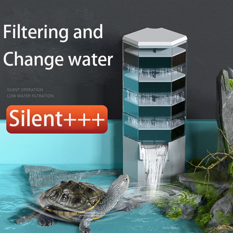 220v Turtle Tank Filter Purified Water Suction Dung Mute Waterfall Built-in Water Circulation Aquarium Low Water Filtration