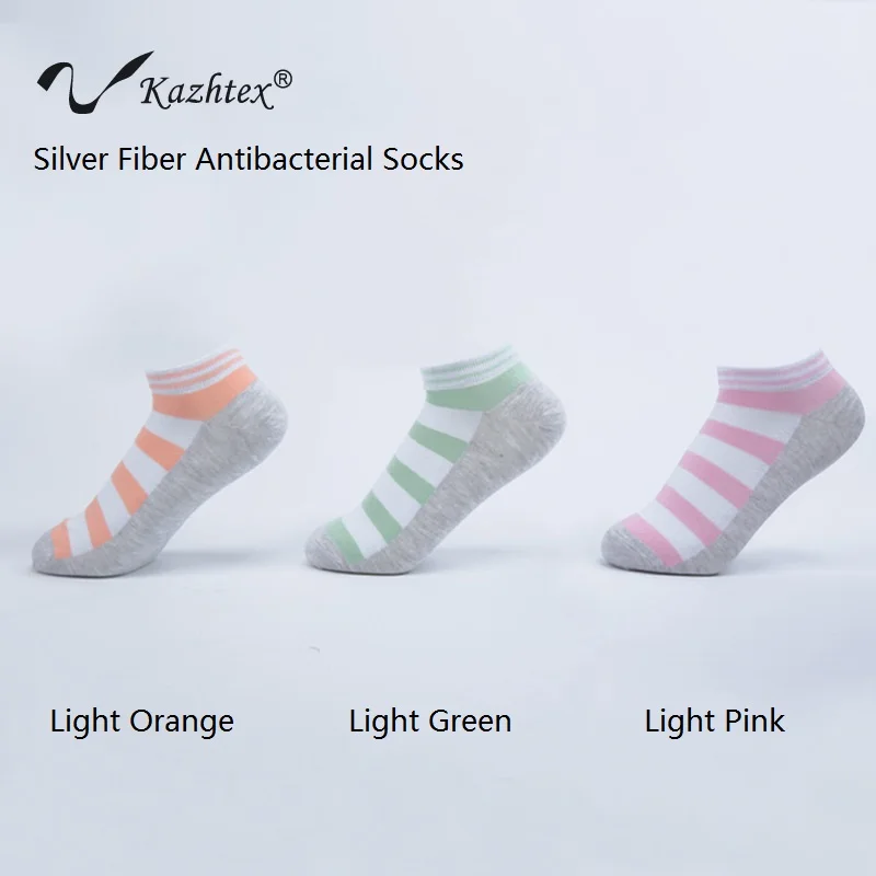 Silver Fiber Antibacterial Ankle Socks for Women, Colorful Casual Socks, Boat Socks, Deodorization Prevent Beriberi, C320142B