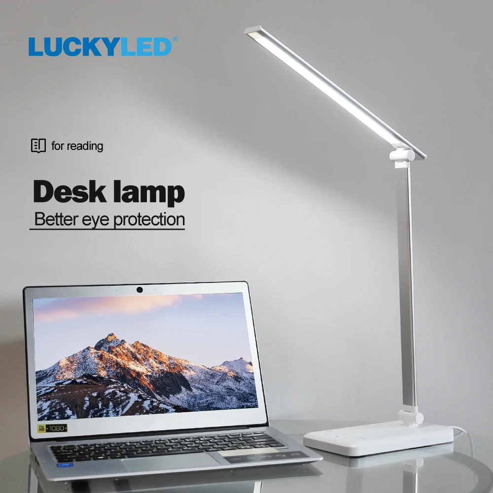 LUCKYLED Table Lamp Dimmable Foldable Touch Switch Led Desk Light Bedside Eye Protection Charging Port Timing Reading Lamp