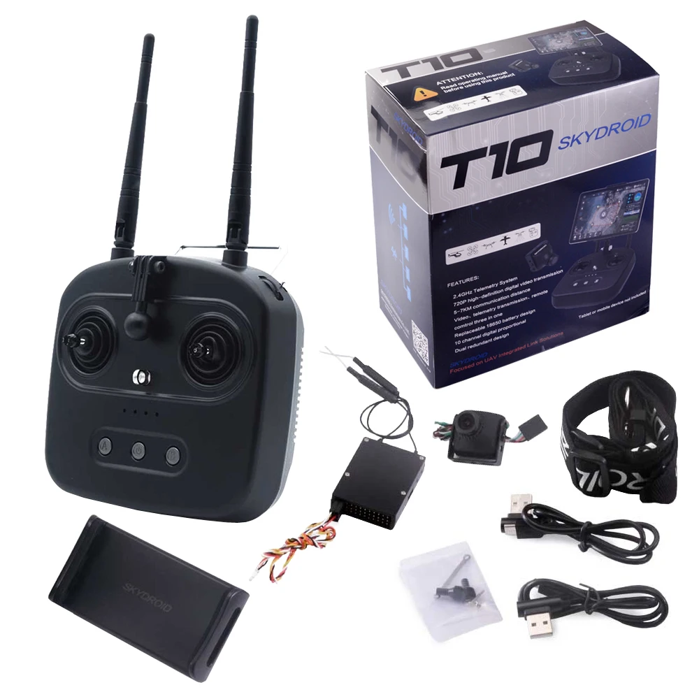 Skydroid T10 10CH 2.4GHZ FHSS Remote Control R10 Receiver PFV Camera/10km Digital Map Transmission Four-In-One Plant Protection