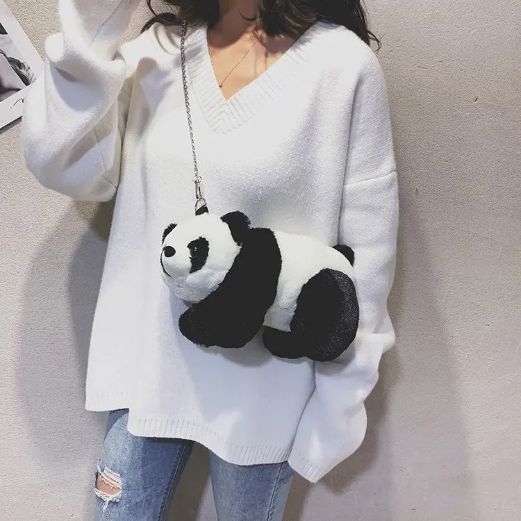 Small Bag For Women Lovely Panda Frog Bag Plush Soft Purses Crossbody Bags Chain Strape Shoulder Bag Women Phone Bag