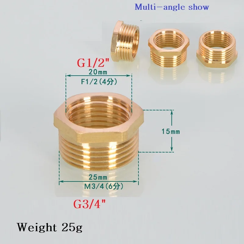 Messing reduzierung messing core 1/2 interne gewinde wird 3/4 externe gewinde Gewinde adapter