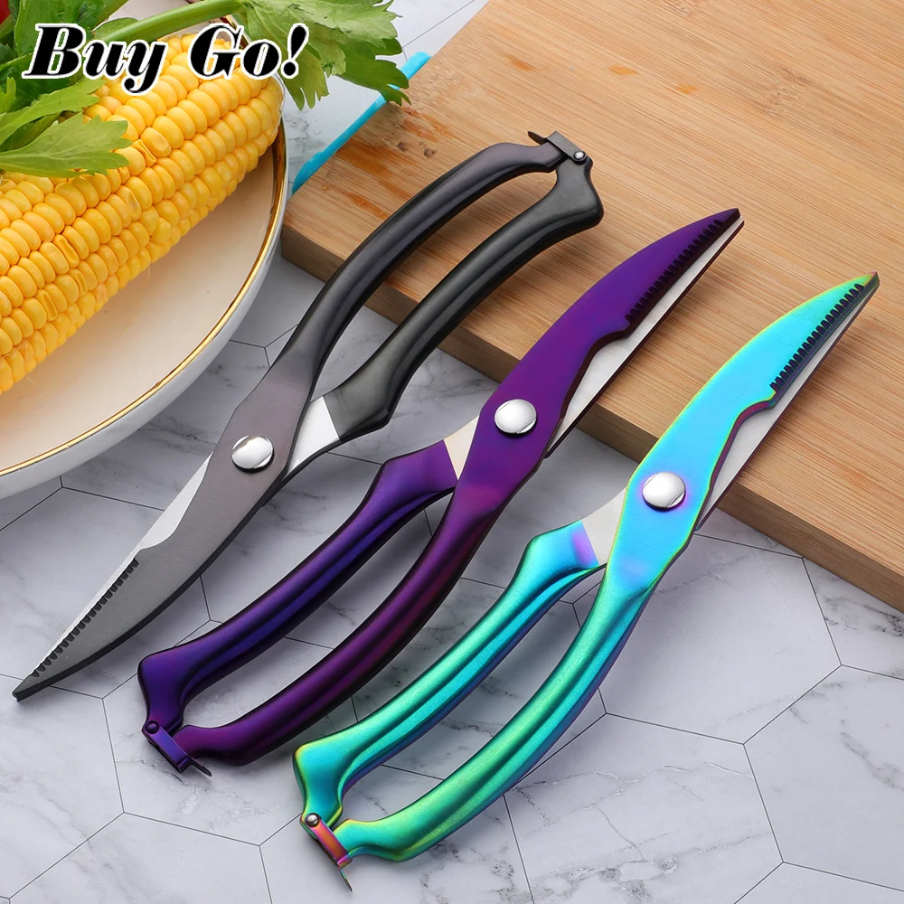 1X Stainless Steel Poultry Kitchen Chicken Bone Scissor With Safe Lock Cutter Cook Tool Shear Cut Duck Fish Meat Kitchen Gadgets