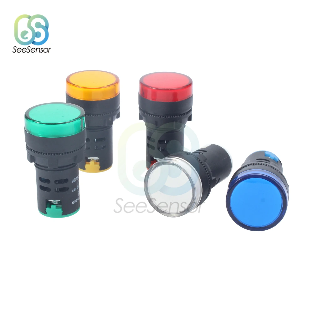 1 pz 12V 24V 110V 220V 380V 22mm montaggio a pannello LED indicatore di potenza lampada spia di segnalazione pilota
