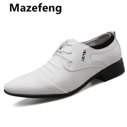 2019 Men Formal Shoes White Leather Business Casual Shoes High Quality Men Dress Office wedding Shoes Male Breathable Oxfords