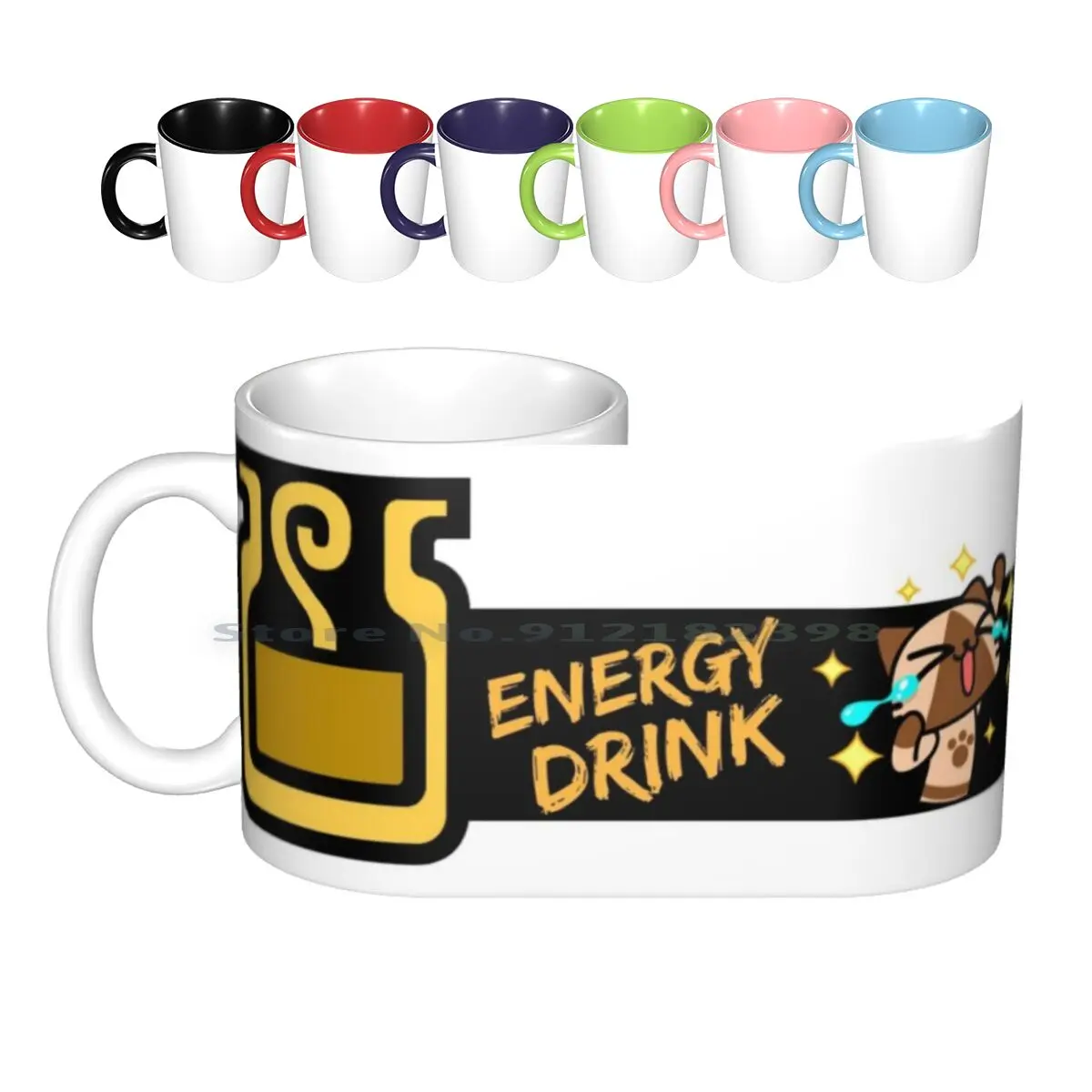 Bebida energética Tazas de cerámica Monster Hunter, tazas de café, leche, té, bebida energética, monstruo cazador, mundo, monstruo cazador, gato