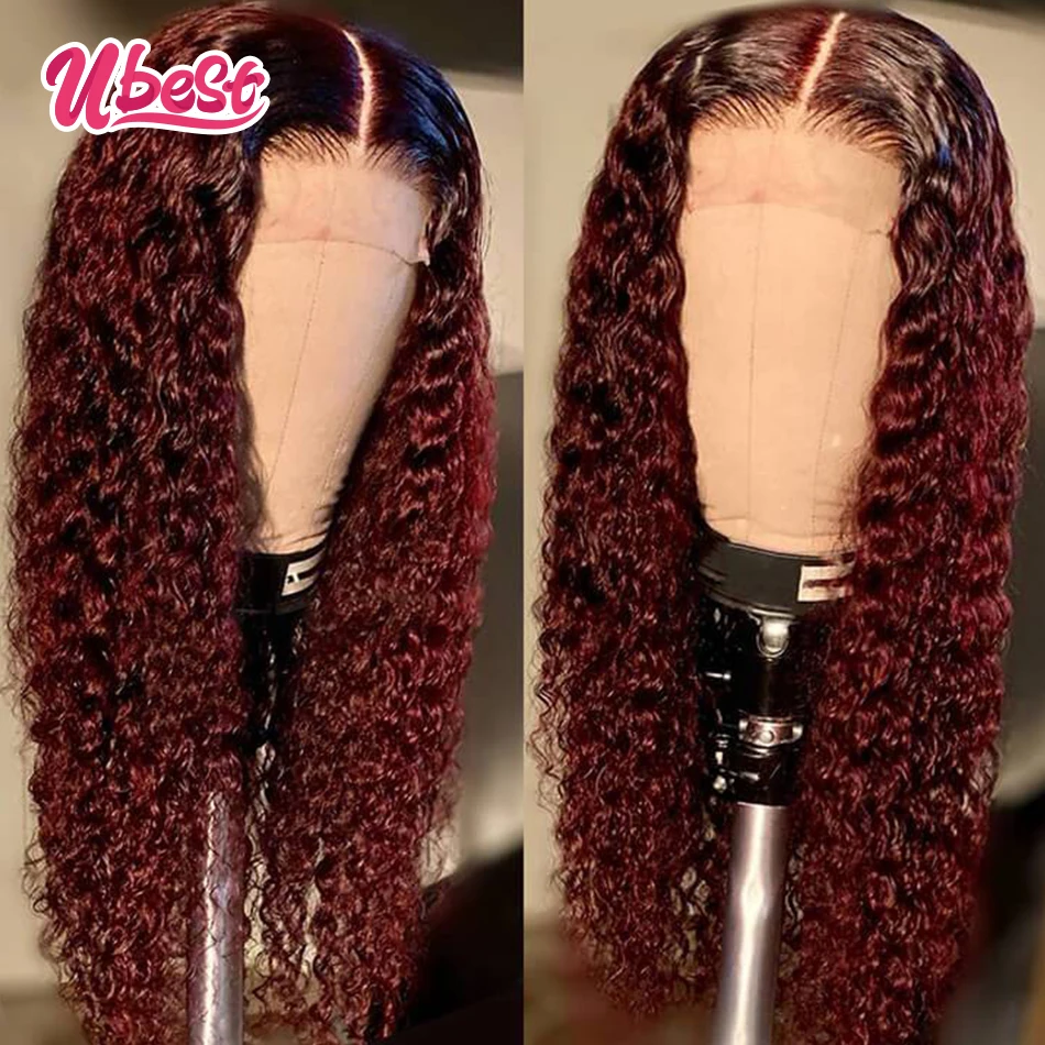 Ubest 99J Kinky Curly Lace ด้านหน้าวิกผมบราซิล100% มนุษย์ผมขายทั้งโปร่งใส Curly วิกผมผมมนุษย์ผู้หญิง