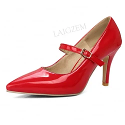 Décolleté da donna con tacco lucido 8CM tacchi Mary Janes sandali abito da ballo da ballo per feste scarpe da donna da donna donna taglia grande 34 44 51 54