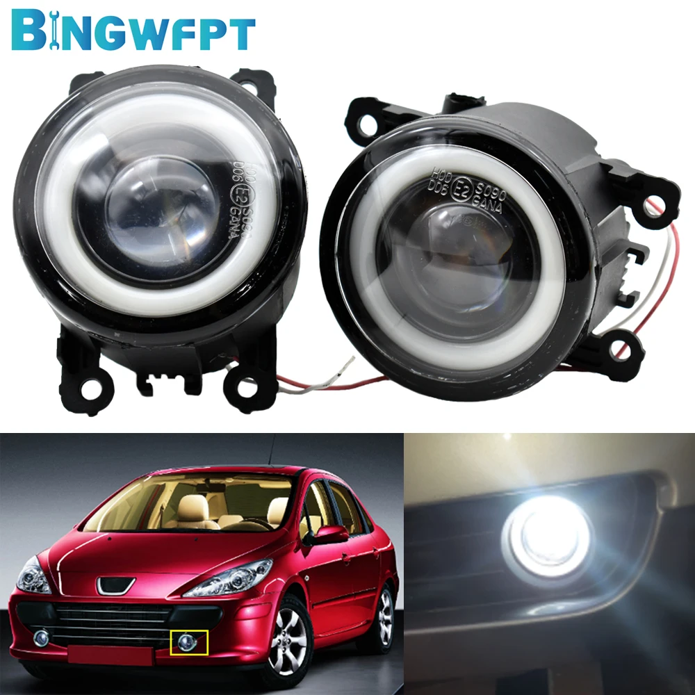 1Pair Fog Light Angel Eye For Peugeot 207 CC Convertible WD_ 2007 2008 2009 2010 2011 2012 H11 LED DRL 12V Fog Lamp Assembly