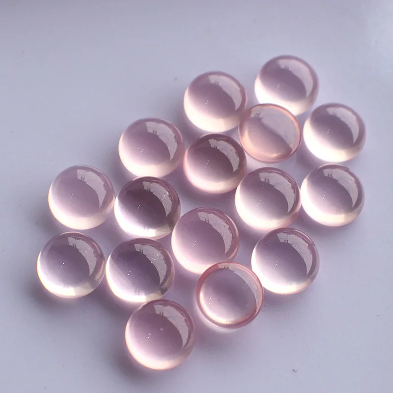 

Wholesale 6/8/9/10mm Rose Quartz Natural Stone CABOCHON Round shape Gemstone Ring face for Jewelry Making Accessories