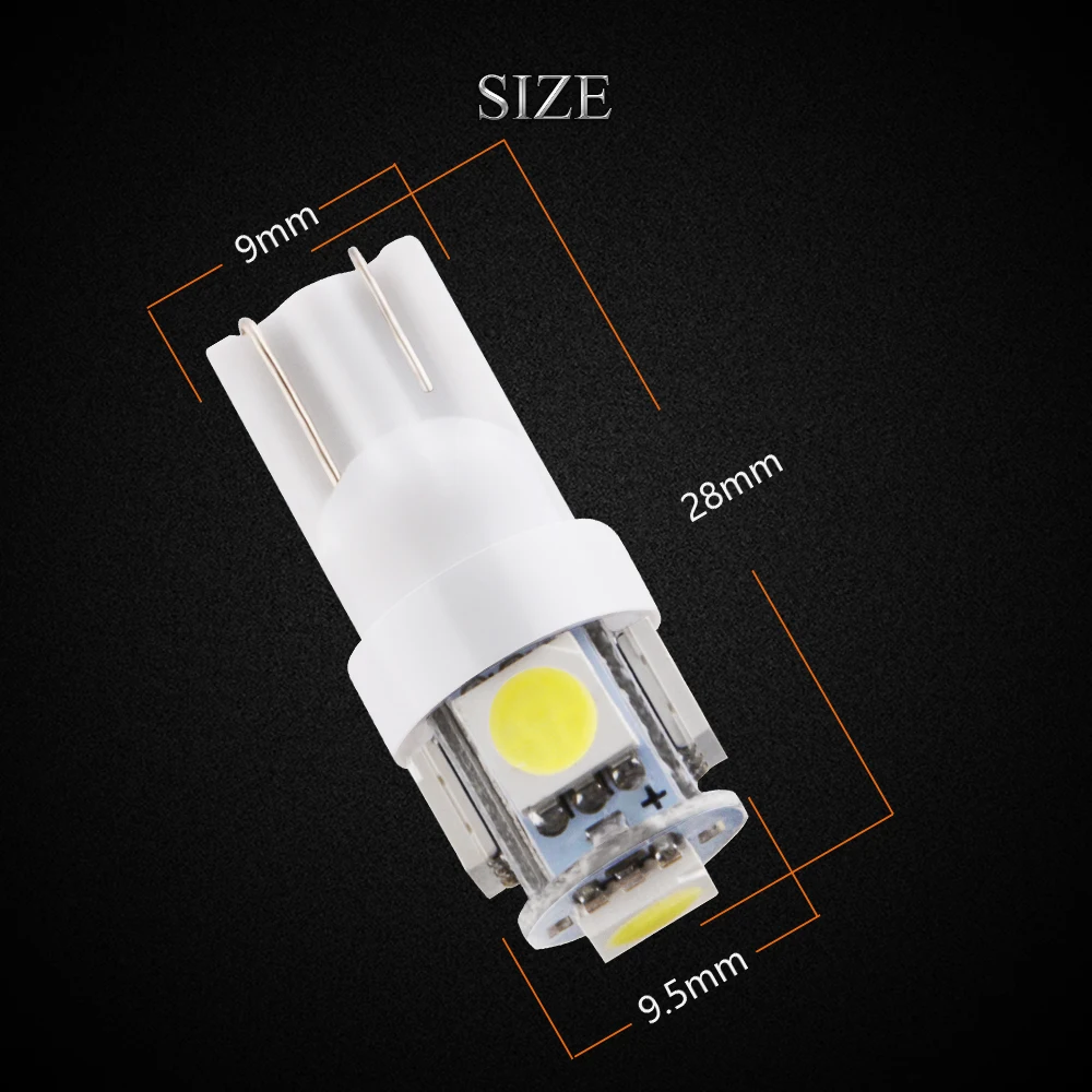 100PCS DC 6V 6.3V 555 5050 5 SMD W5W LED Bulb T10 194 168 Car Pinball Battery Game Console Lamp Flashlight Indicator Bulbs White