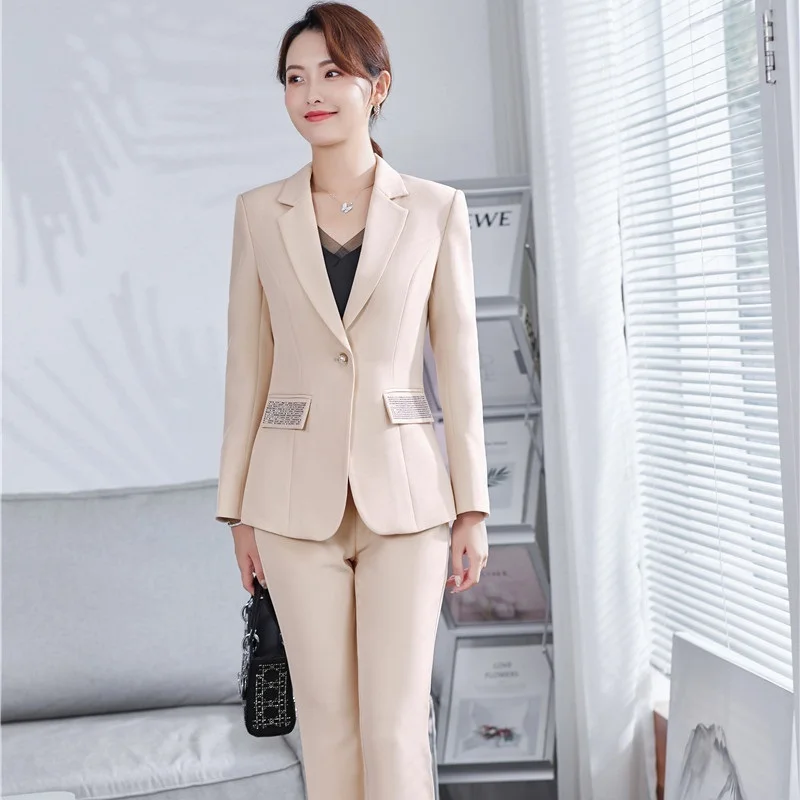 

Autumn Winter Women Blazer and Pants 2 Pieces Set OL Styles Fashion Oversize 5XL Jacket Coat Formal Professional Trouser Suits