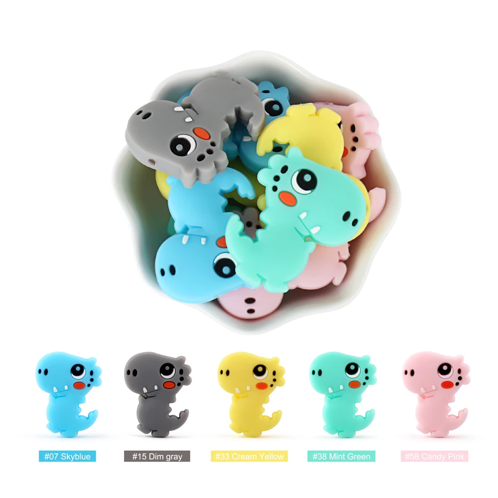 Keep&Grow 10Pcs Silicone Beads Cartoon Animal BPA Free Rodents Baby Teething Necklace Toys Koala Raccoon Pacifier Accessories