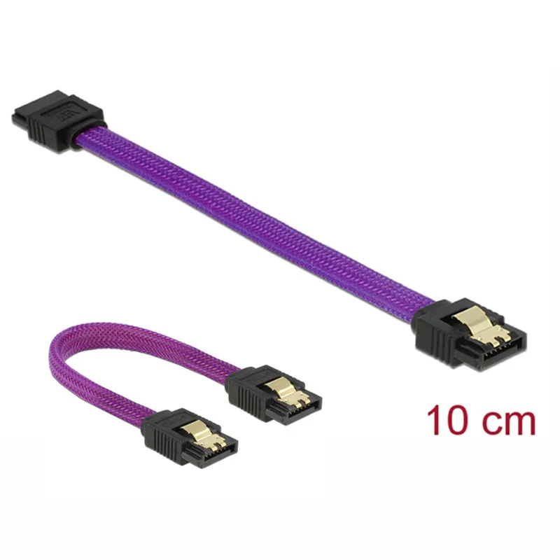 SATA 3.0 7-pin data 6Gb/s cable straight to straight 180 degree SSD cable HDD hard disk data cable purple nylon sleeve cable