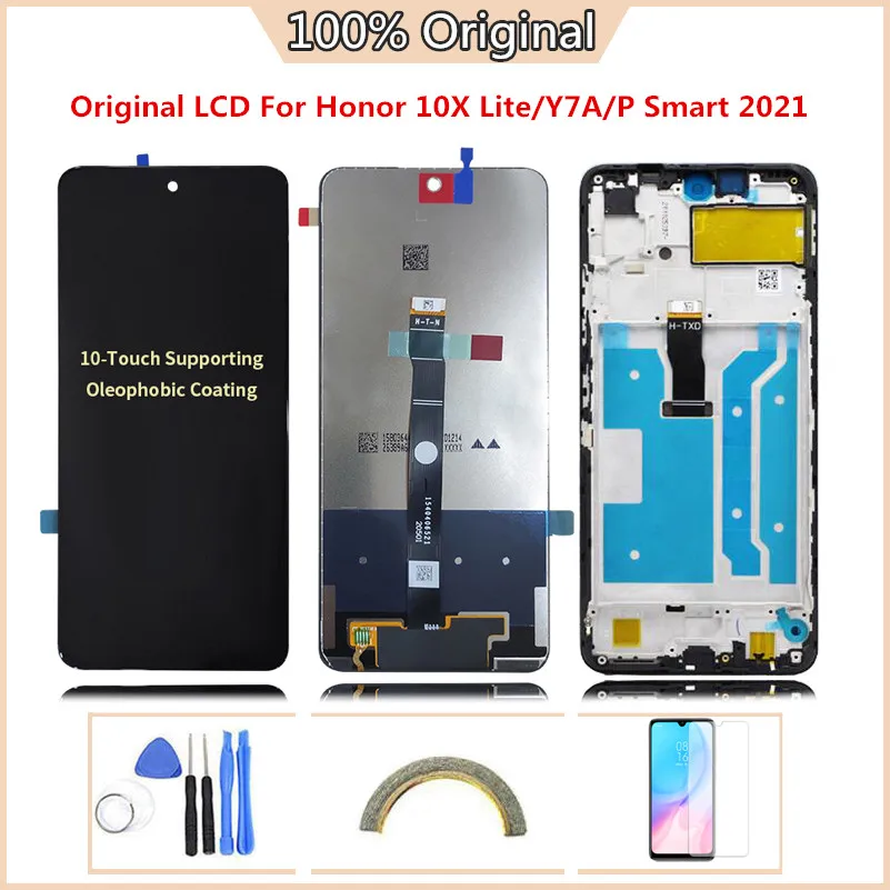 100% Real Original LCD With Frame For Honor 10X X10 Lite LCD Screen Display For HUAWEI P Smart 2021 Y7A Screen LCD DNN-LX9