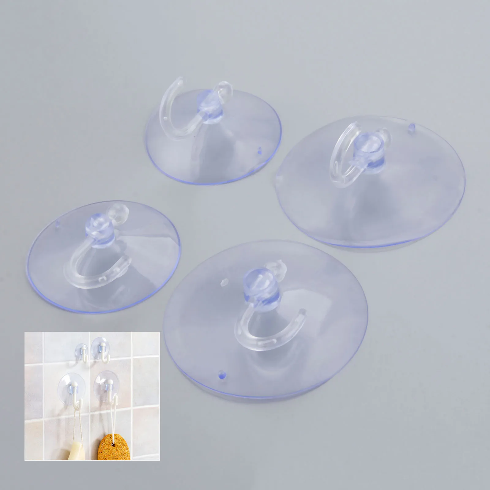 5Pcs 60/80mm PVC Transparent Suction Hooks Strong Hanger Cup Sucker for Bathroom Kitchen Office Smooth Surface Glass Window Wall