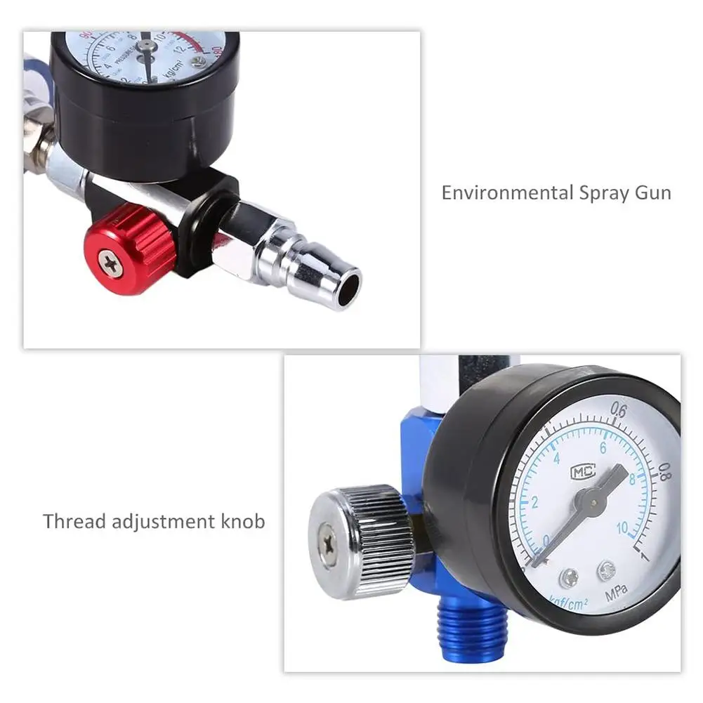 1/4inch Paint Spray Pistol Air Pressure Regulator Gauge with Water Trap Filter