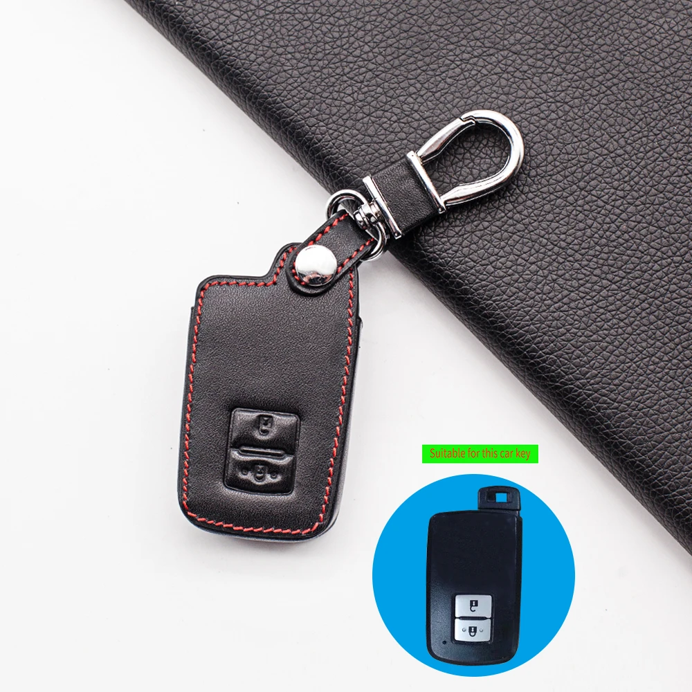 Leather Car Key Case For Toyota Auris Camry RAV4 Avalon Yaris Verso 2012-2018 2 Buttons Keyless Remote Fob Protector Cover Bag