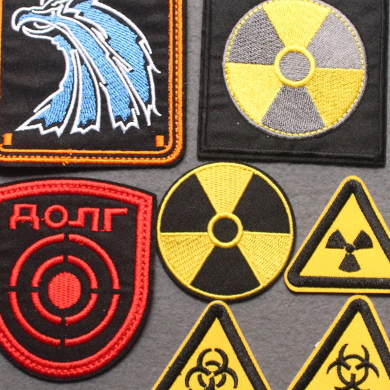 Nuclear Biochemical Warning sign Patches STALKER Badge Patch Embroidered Patches On Clothes DIY Punk Clothes Stripes Accessory