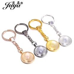 JUYA-llavero de cabujón en blanco de 25mm, Base colgante para llavero, colgante, fabricación de joyería DIY, accesorios para manualidades hechas a mano, 5 unids/lote