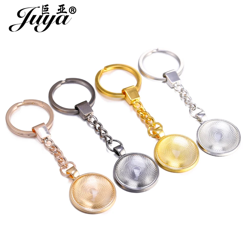 JUYA 5 sztuk/partia Cabochon pusty brelok 25mm podstawa wisiorka na breloczek wisiorek DIY tworzenia biżuterii rękodzieło akcesoria