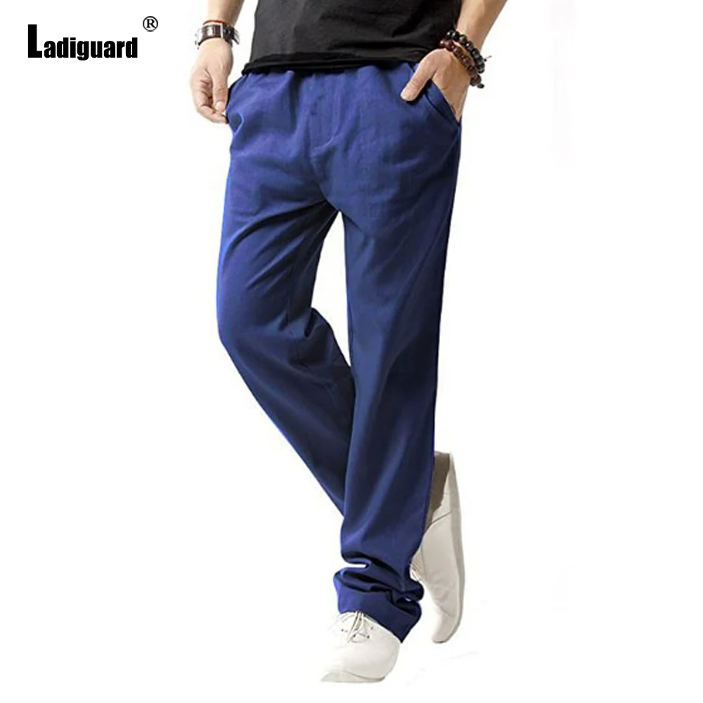 Pantalones rectos de lino y algodón para hombre, ropa Sexy de talla grande, con bolsillo, para exteriores, primavera y otoño, 2021, S-3XL