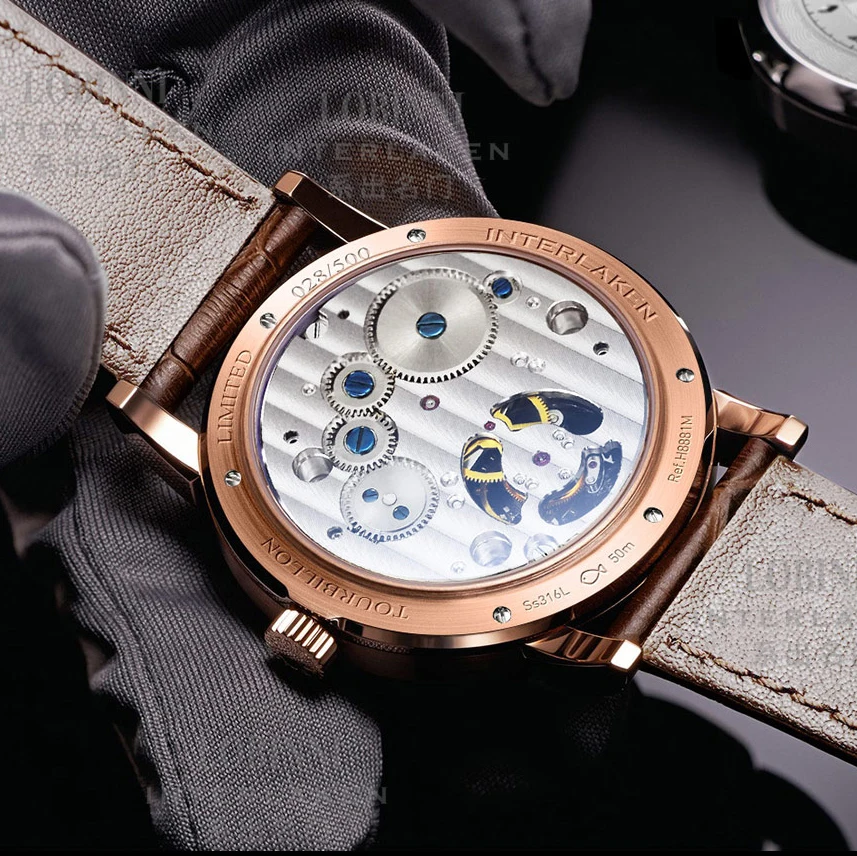 LOBINNI luksusowe prawdziwe męskie zegarki mechaniczne z tourbillonem obudowa ze stali nierdzewnej 316L dwustronny wodoodporny zegarek ze szkła szafirowego