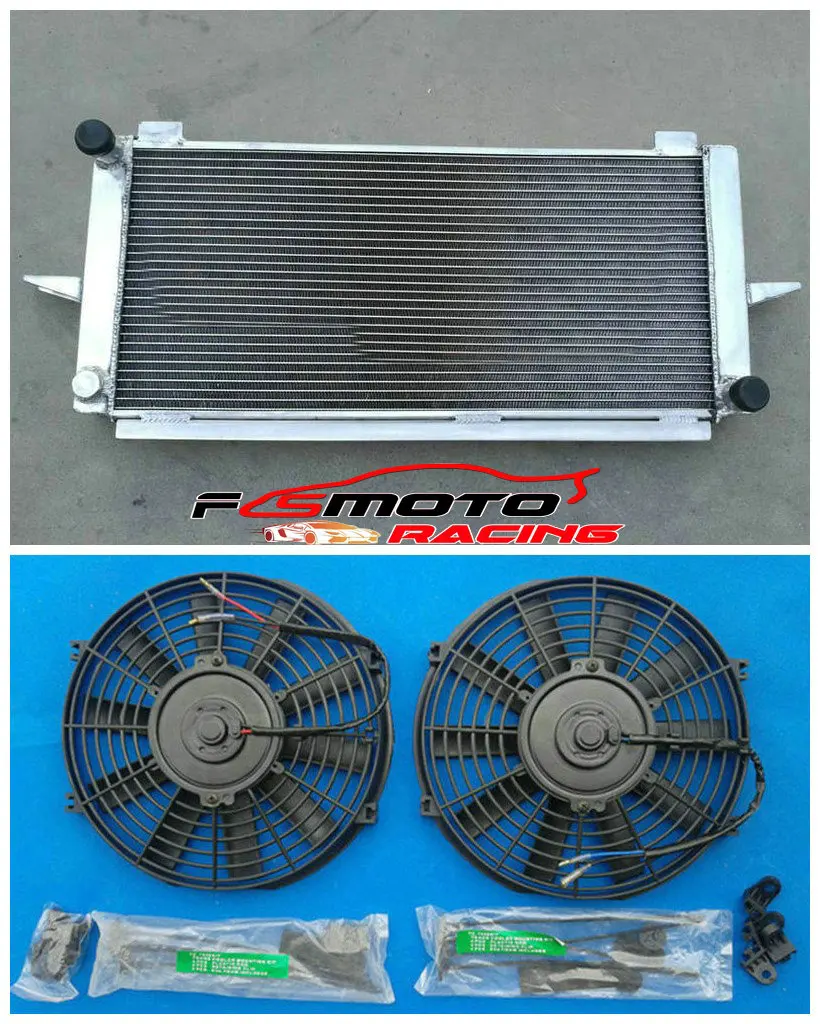 Aluminum radiator & FANS For FORD ESCORT SIERRA RS500/RS COSWORTH 2.0 82-97 1996 1995 1994 1993 1992 91 90 89 88 87 86 85