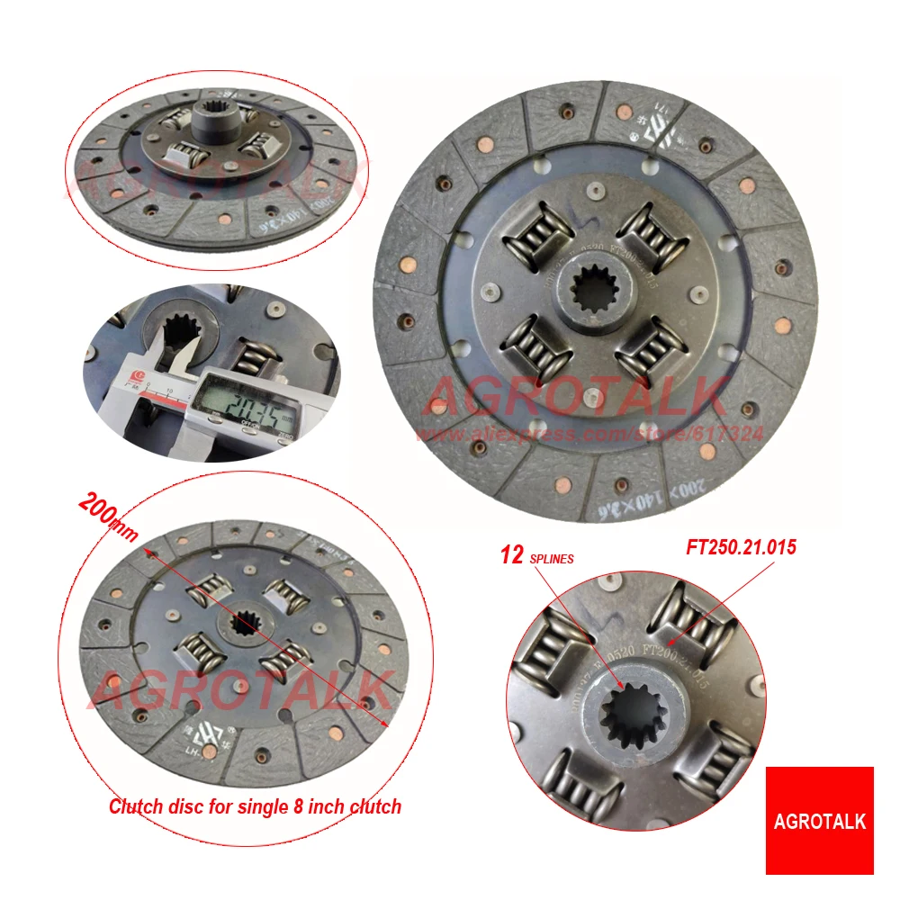 Disco de embraiagem para trator Foton Lovol, FT201021.015, TE250.211.2, TE250.211.3, TE300.211C.1