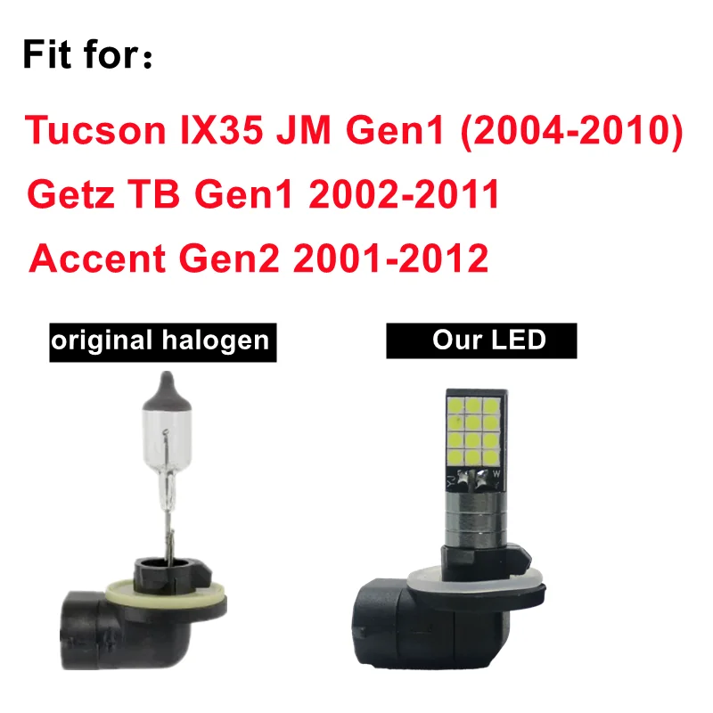 Car Led White High Power 881 LED Fog Light Bulbs For Hyundai Tucson Ix35 JM GETZ TB Accent LED Front Fog light