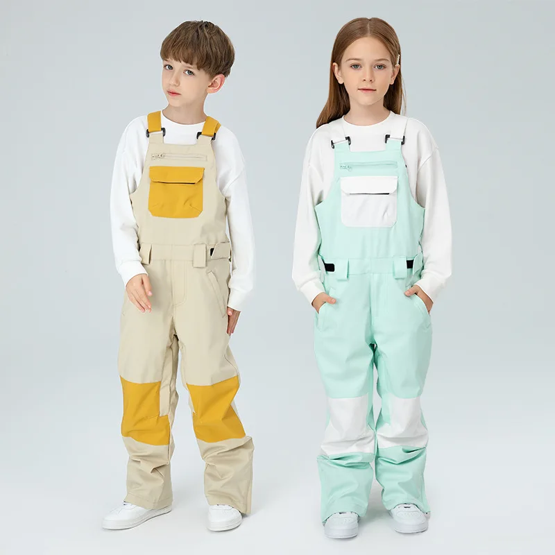 2022 pantaloni da sci invernali ragazze bambini tute pantaloni da Snowboard all'aperto ragazzi pantaloni da sci monopezzo tute impermeabili per bambini vestiti