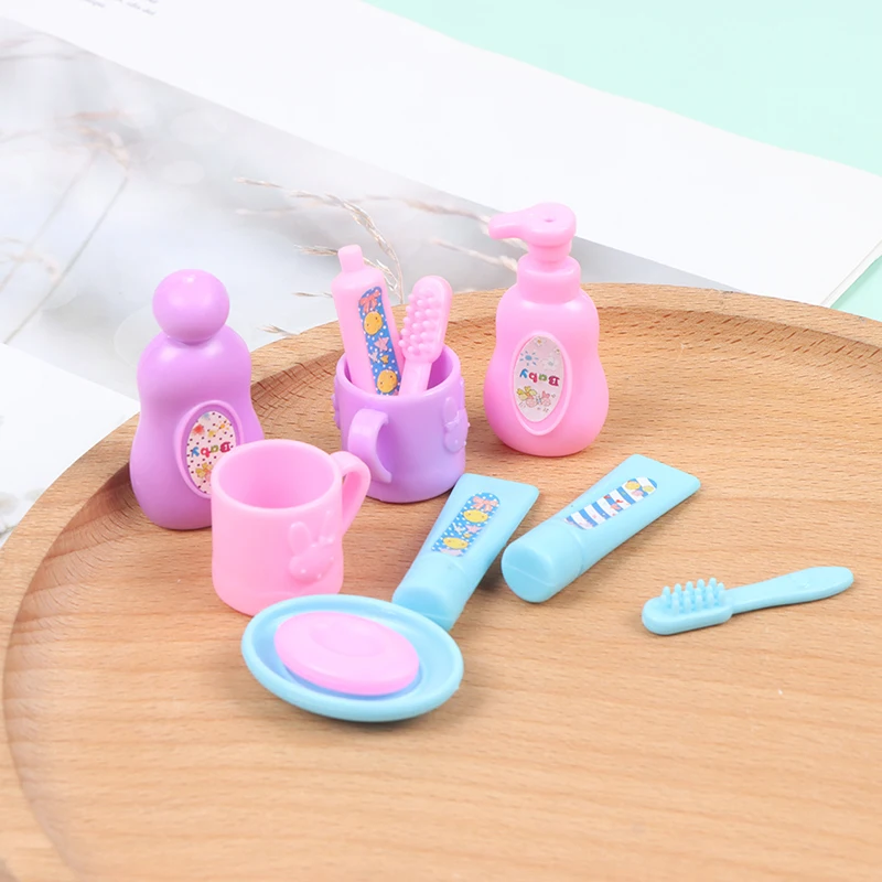 1/6 1/12 Dollhouse Miniature Mini Cup Toothpaste Toothbrush For Doll House Furniture Accessories Toys Gifts