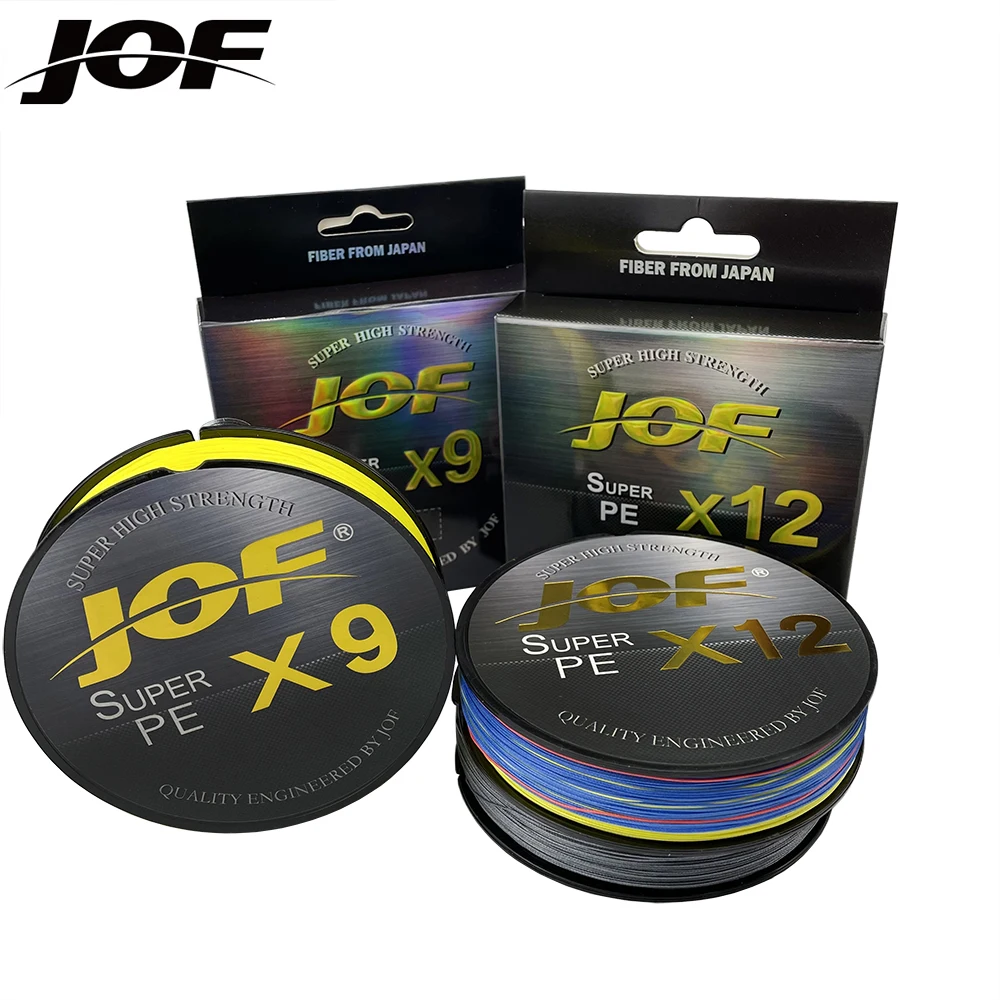 JOF 300M 500M 9/12 Strands PE Braided Wire Peche Sea Spinning Multifilamento Cord 20-92LB Fishing Line Multicolour