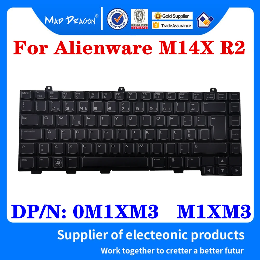 

New Original Keyboard For Dell Alienware M14X M14X R2 Laptop Backlit keyboard NSK AKU06 DP/N: 0M1XM3 M1XM3 PK130G81A20