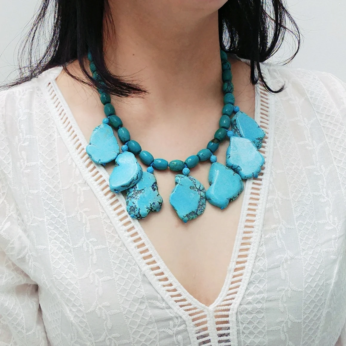 

Lii Ji Statement Necklace Turquoises Necklace 50cm Choker Necklace for Women Jewelry Gift Stock Sale