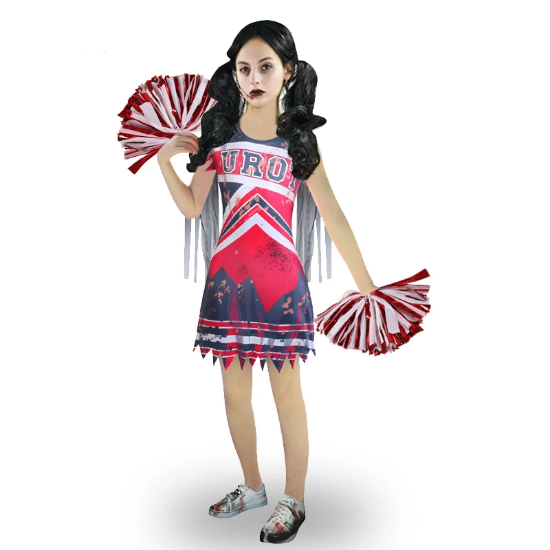 Kids Carnival Halloween Cheerleader Costume Cosplay Girls Addison Outfit Fancy Dress Zombie Cheer Camp Costumes Clothes for Girl