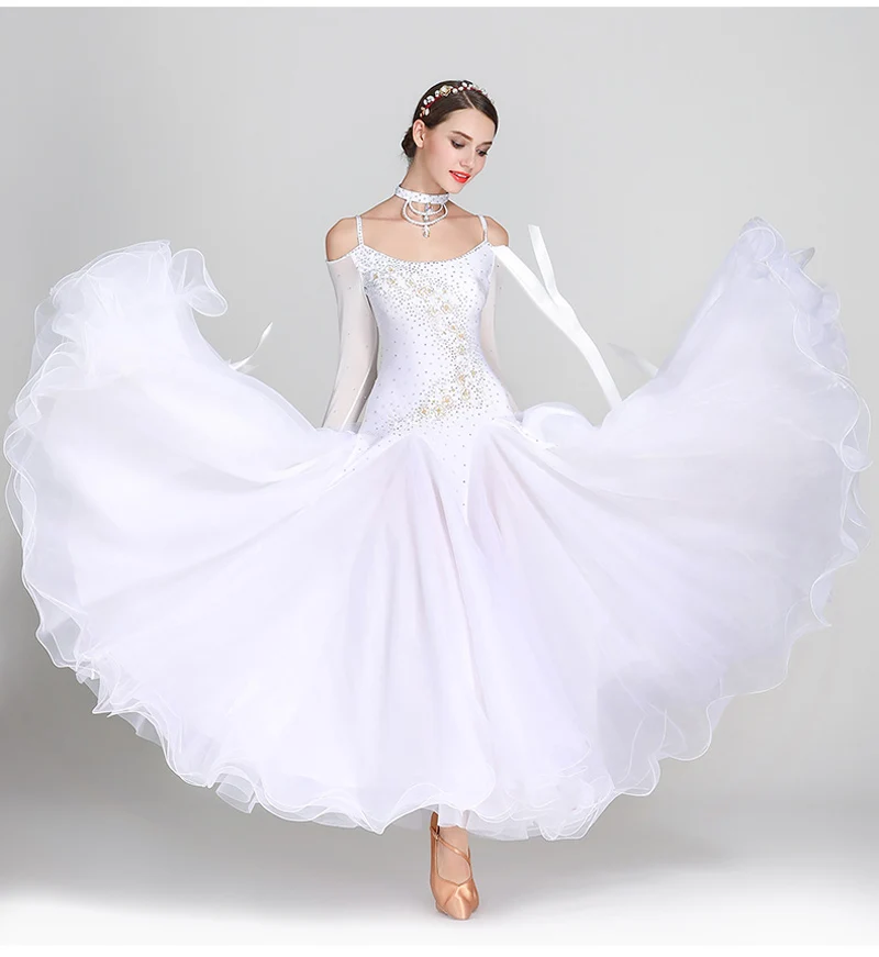 Robes de danse de salon Standard femmes nouveau Design jupe de danse de valse adulte 7 couleurs robe de compétition de salle de bal de valse