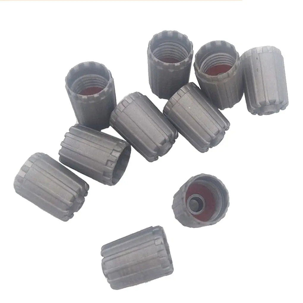 10 Pieces Car Tire Valve Port Dust Caps Plastic Cover with Gasket