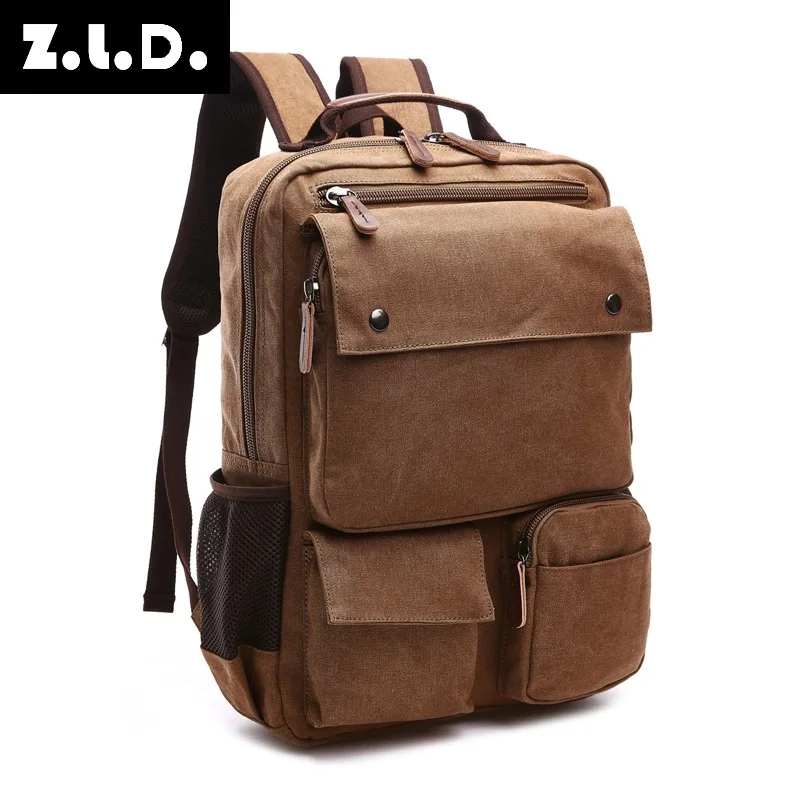 12OZ Canvas Backpack Male Female solid color Laptop bag 15.6inch Superior grade Vintage outdoor design Durable Trendy Strong