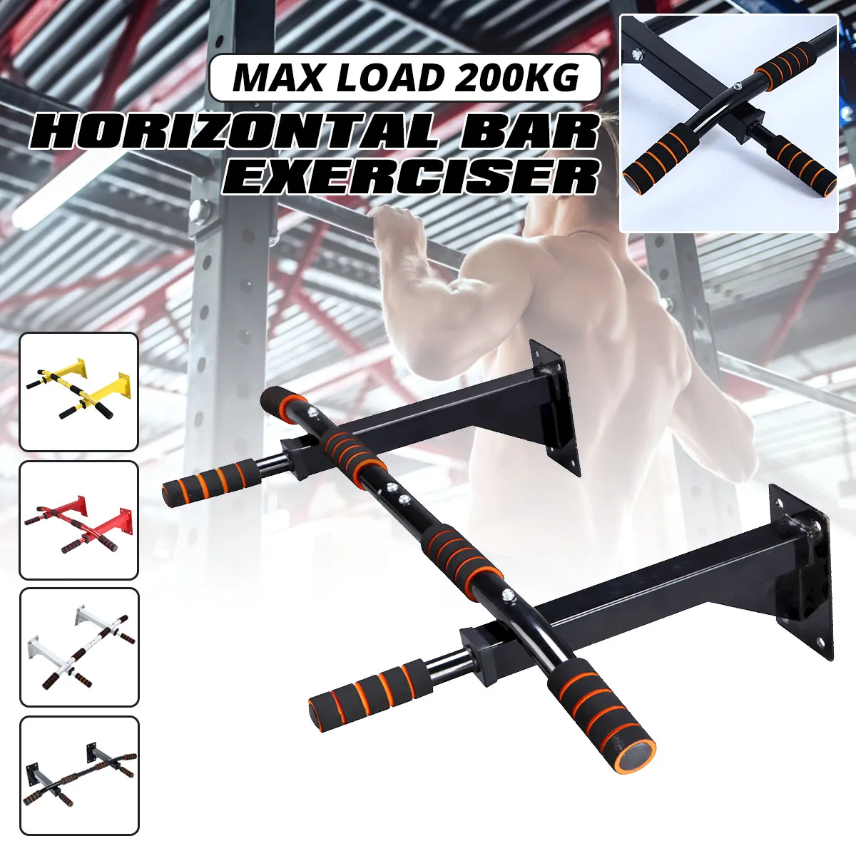 

200kg Door Horizontal Bars Steel Home Gym Workout Chin push Up Pull Up Training Bar Sport Fitness Sit-ups Equipments Heavy Duty